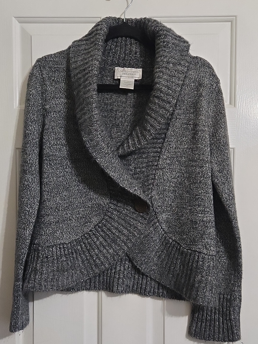 united states sweaters Marled Gray Shawl-Collar Cardigan